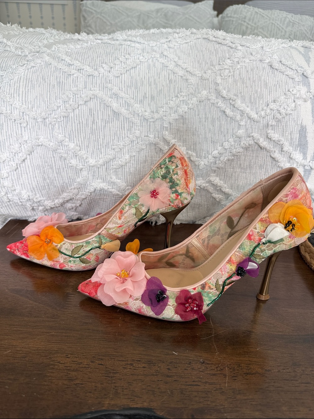 Betsey Johnson Floral Embellished Pointed-Toe Pumps - Picture 3 of 7